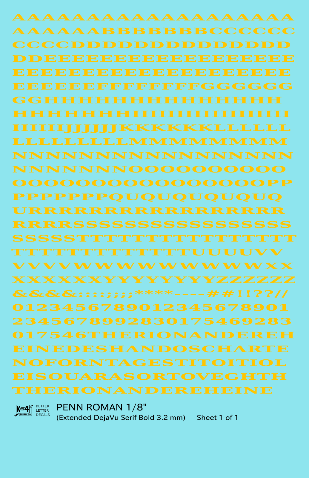 Penn Roman Letter Number Alphabet