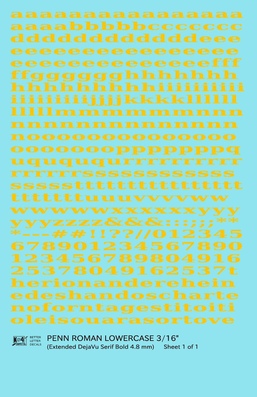 Lowercase Penn Roman Letter Number Alphabet