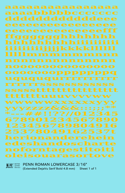 Lowercase Penn Roman Letter Number Alphabet