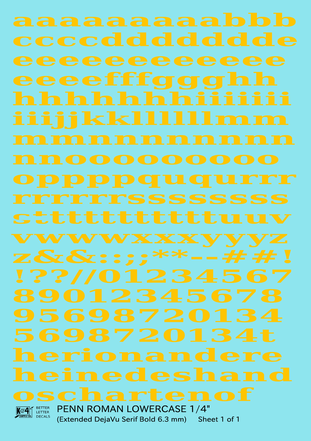 Lowercase Penn Roman Letter Number Alphabet