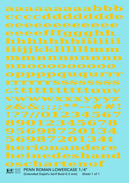 Lowercase Penn Roman Letter Number Alphabet