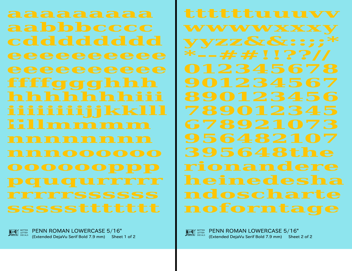 Lowercase Penn Roman Letter Number Alphabet