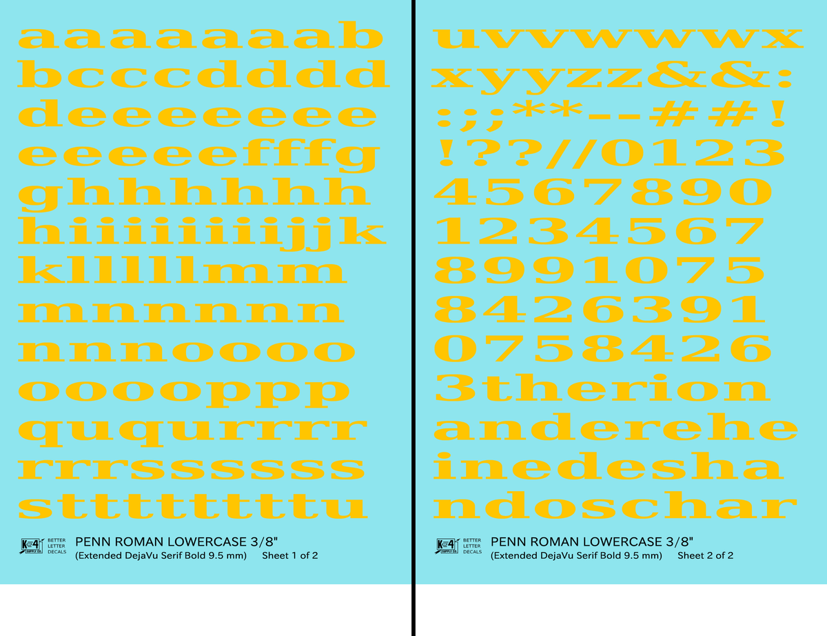Lowercase Penn Roman Letter Number Alphabet