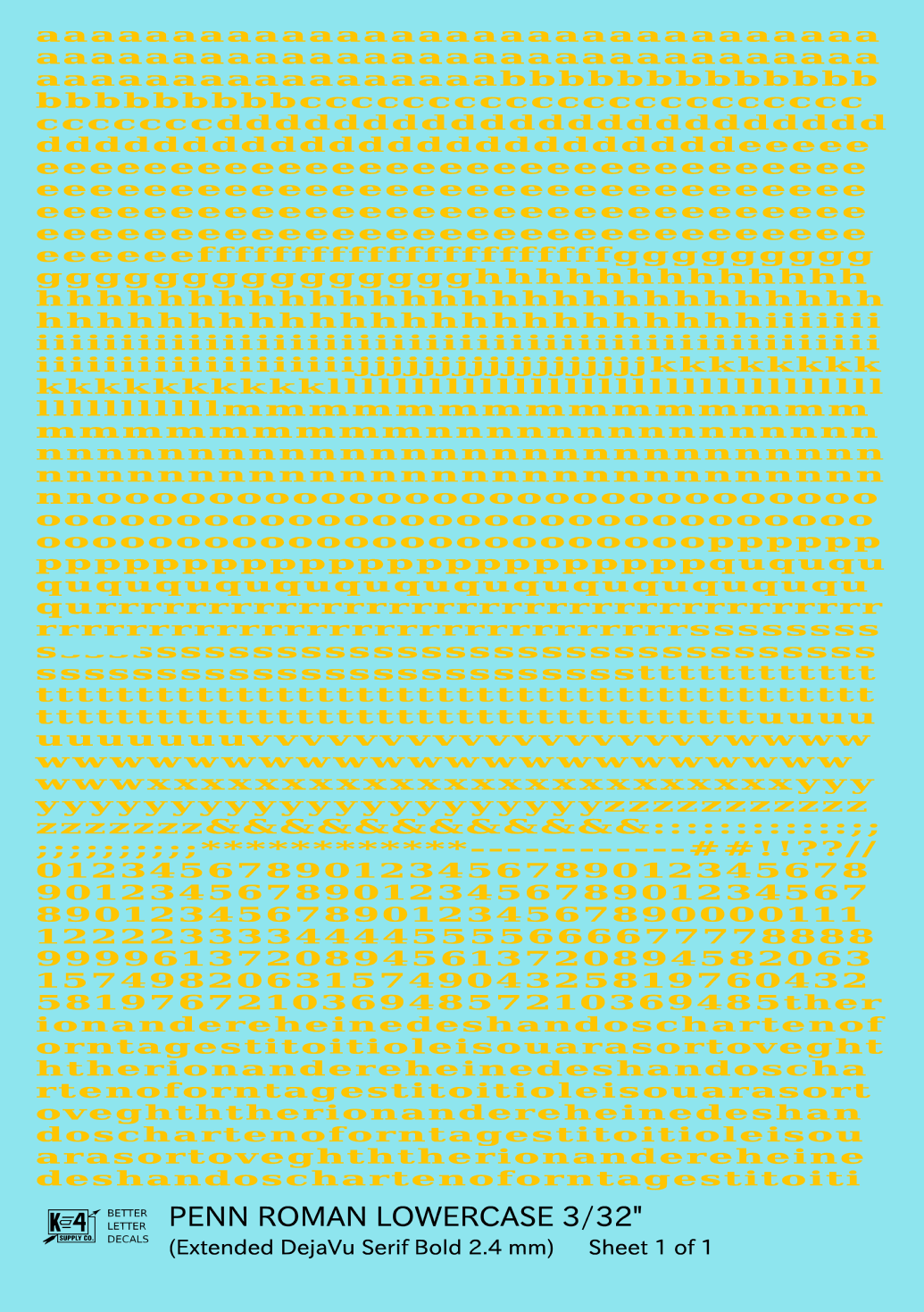 Lowercase Penn Roman Letter Number Alphabet
