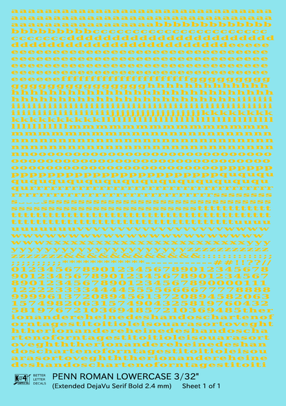 Lowercase Penn Roman Letter Number Alphabet