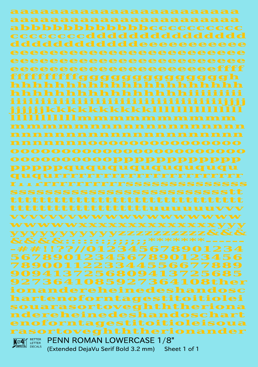 Lowercase Penn Roman Letter Number Alphabet