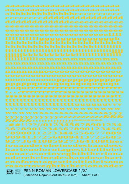 Lowercase Penn Roman Letter Number Alphabet
