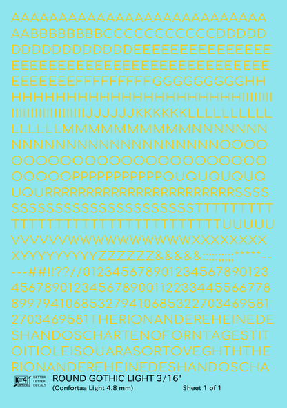 Round Modern Gothic Light Letter Number Alphabet
