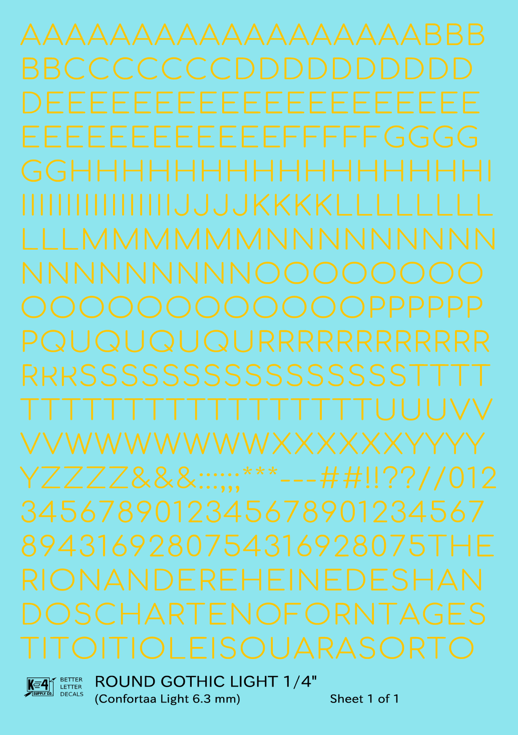 Round Modern Gothic Light Letter Number Alphabet