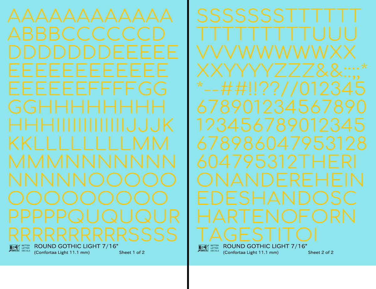 Round Modern Gothic Light Letter Number Alphabet
