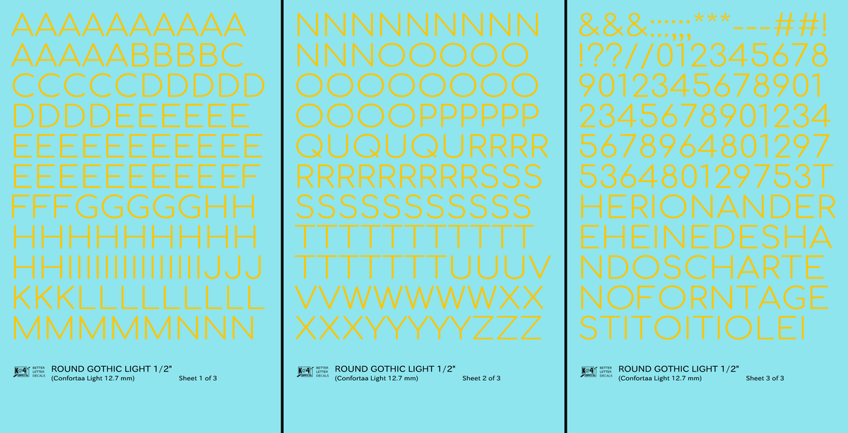Round Modern Gothic Light Letter Number Alphabet