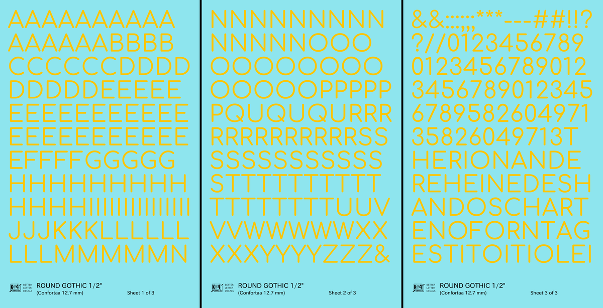 Round Modern Gothic Letter Number Alphabet