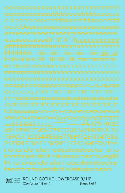 Lowercase Round Modern Gothic Letter Alphabet