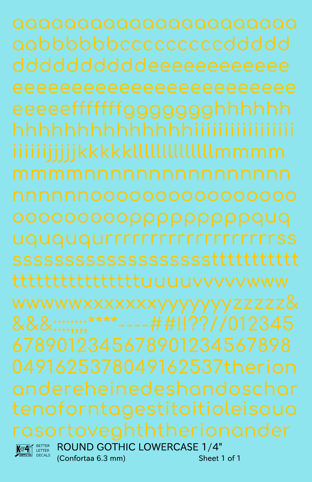 Lowercase Round Modern Gothic Letter Alphabet