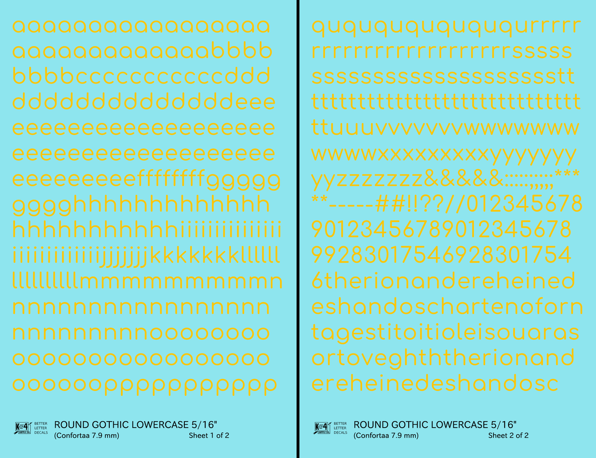 Lowercase Round Modern Gothic Letter Alphabet