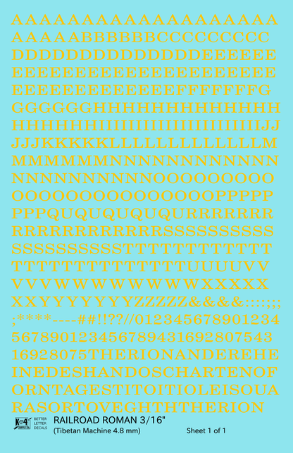 Railroad Roman Letter Number Alphabet