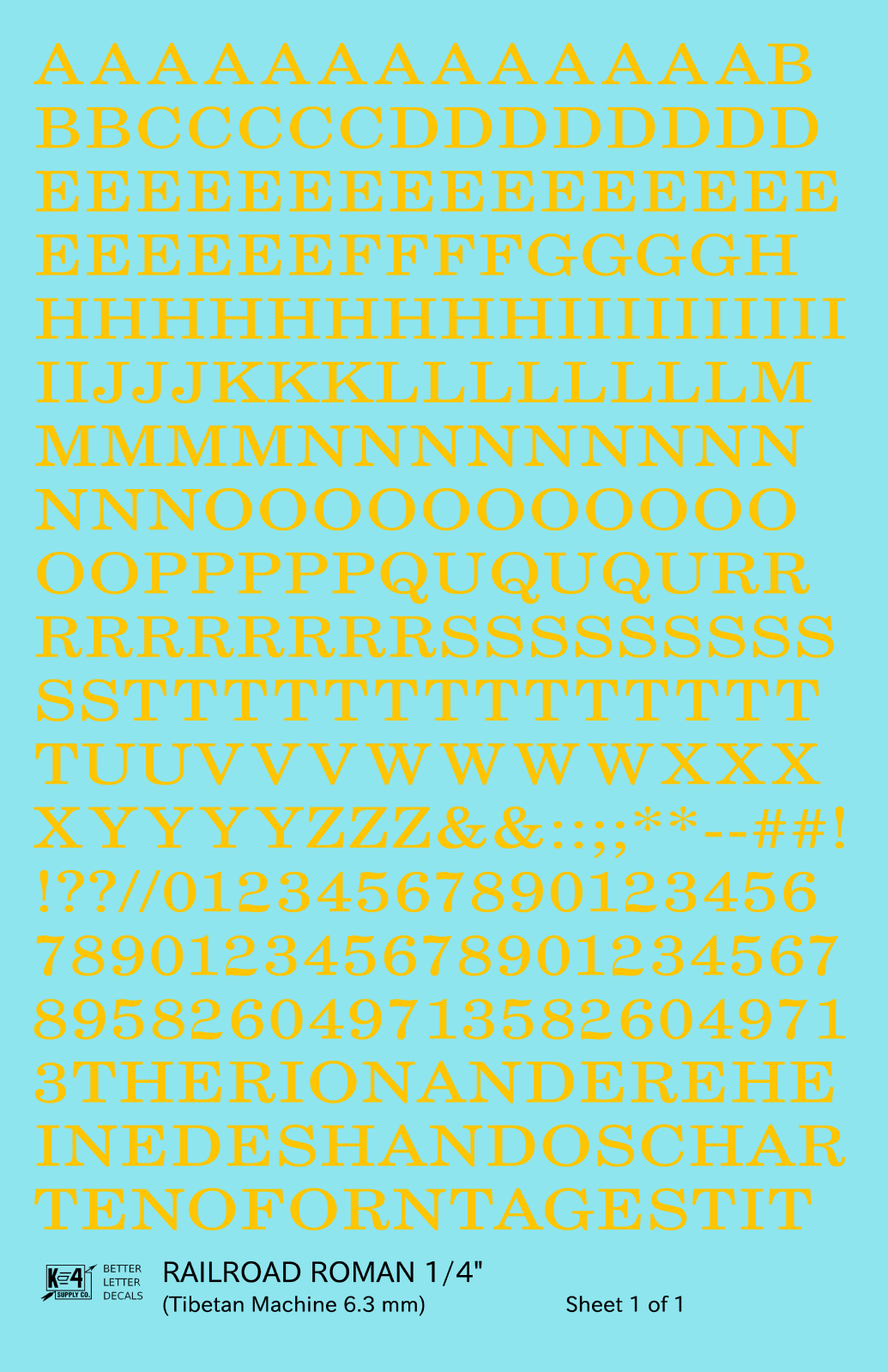 Railroad Roman Letter Number Alphabet