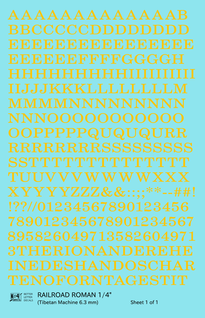 Railroad Roman Letter Number Alphabet