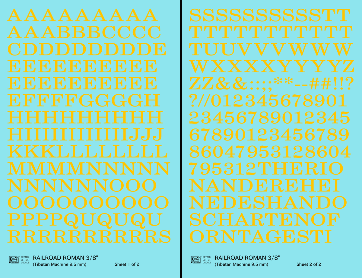 Railroad Roman Letter Number Alphabet