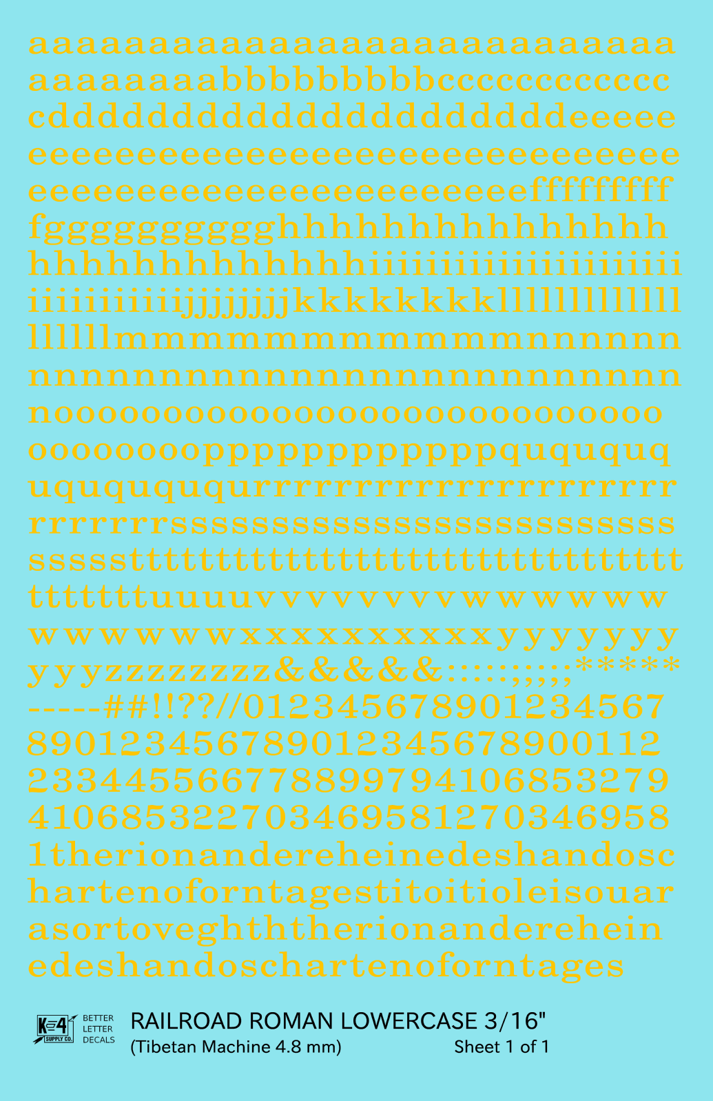 Lowercase Railroad Roman Letter Number Alphabet