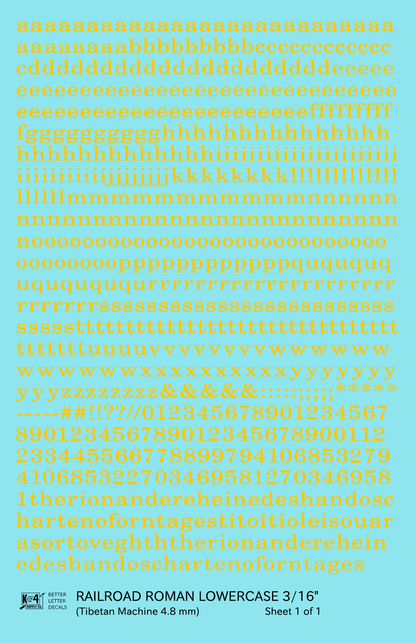 Lowercase Railroad Roman Letter Number Alphabet