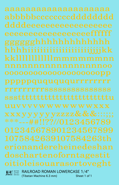 Lowercase Railroad Roman Letter Number Alphabet