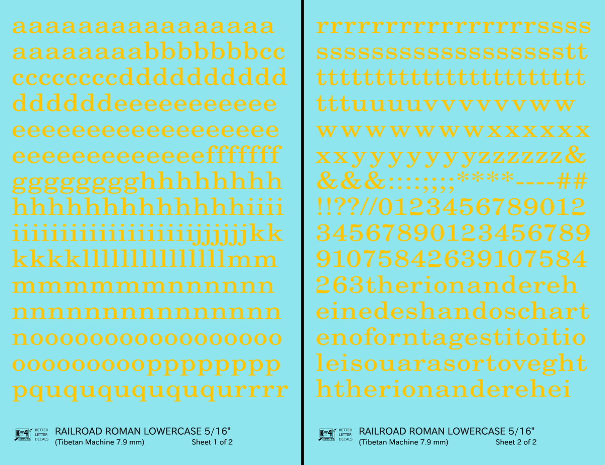 Lowercase Railroad Roman Letter Number Alphabet
