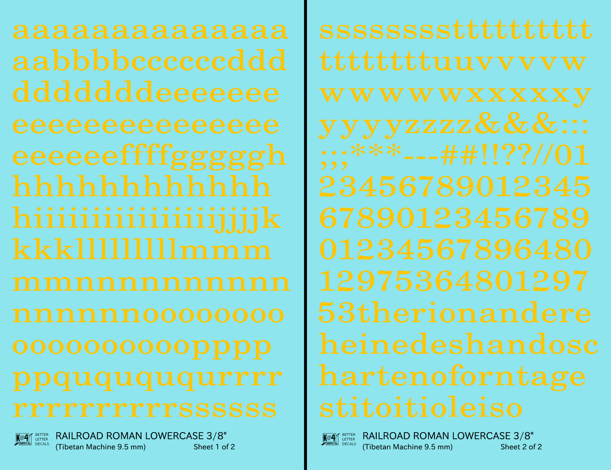 Lowercase Railroad Roman Letter Number Alphabet