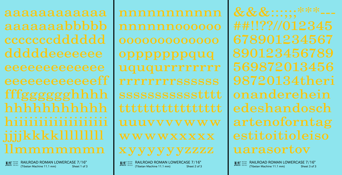 Lowercase Railroad Roman Letter Number Alphabet