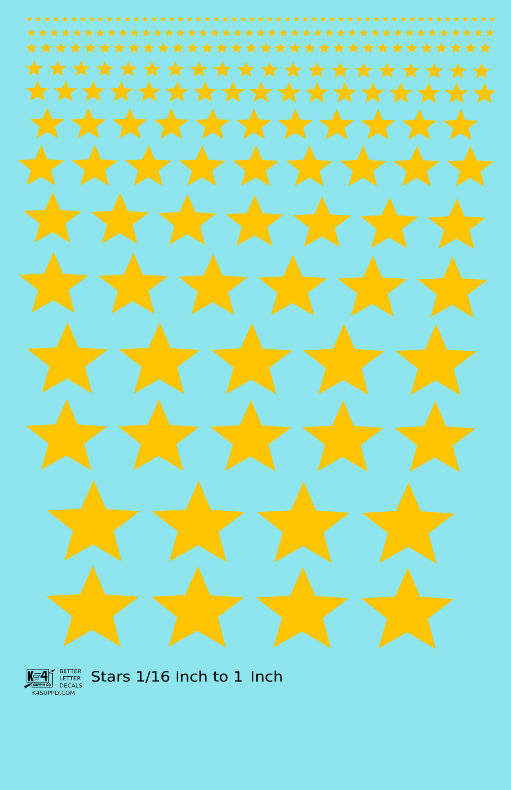 Solid Stars 1/16 Inch to 1 Inch