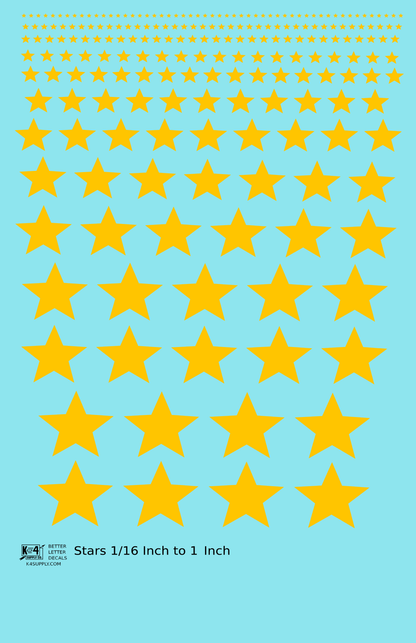Solid Stars 1/16 Inch to 1 Inch