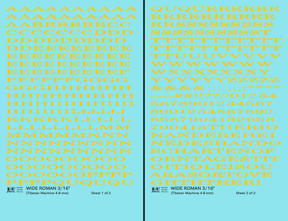 Wide Roman Letter Number Alphabet