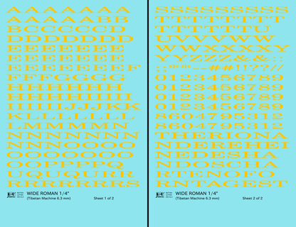 Wide Roman Letter Number Alphabet