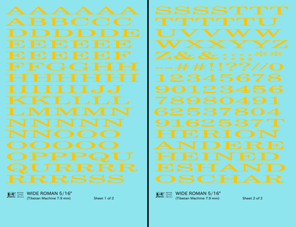 Wide Roman Letter Number Alphabet
