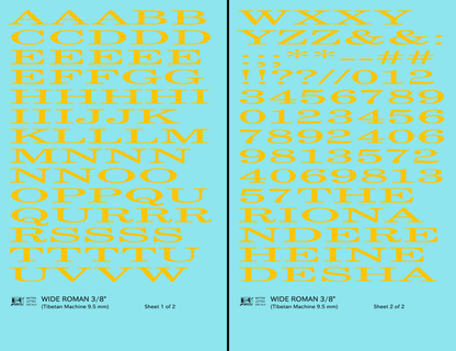 Wide Roman Letter Number Alphabet