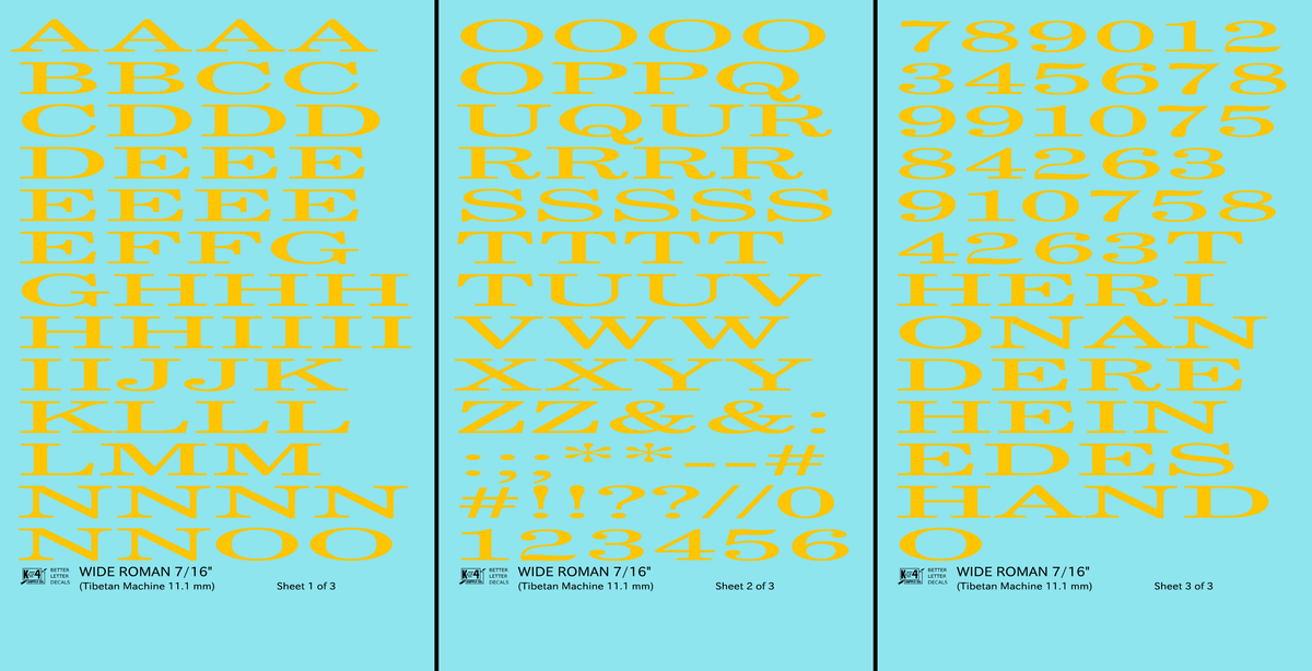 Wide Roman Letter Number Alphabet