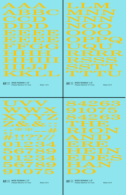 Wide Roman Letter Number Alphabet