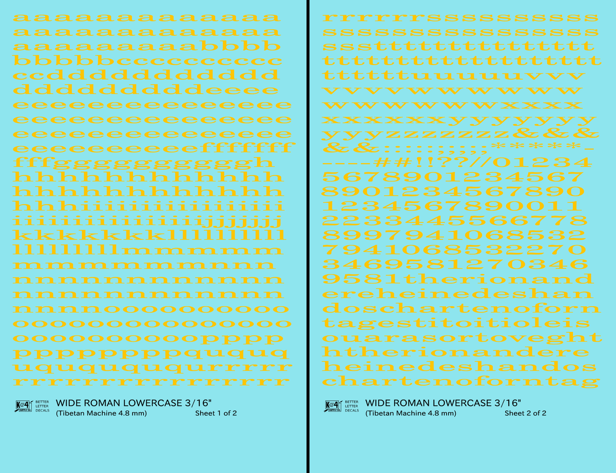 Lowercase Wide Roman Letter Number Alphabet