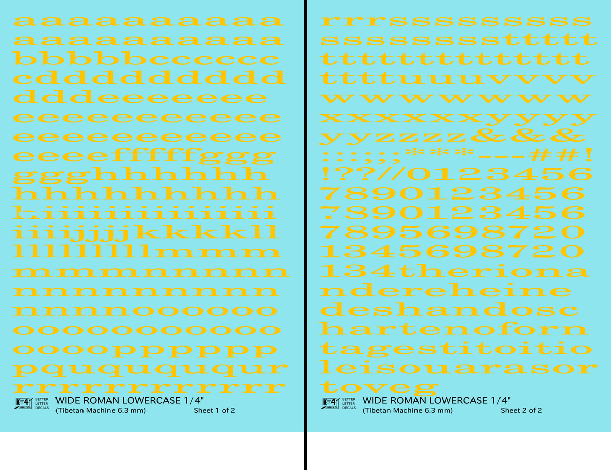 Lowercase Wide Roman Letter Number Alphabet