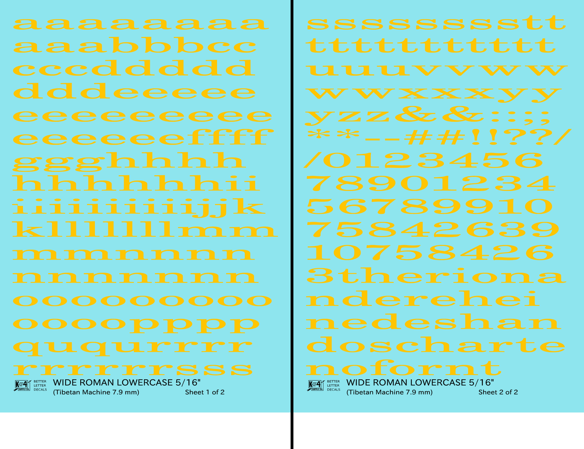 Lowercase Wide Roman Letter Number Alphabet