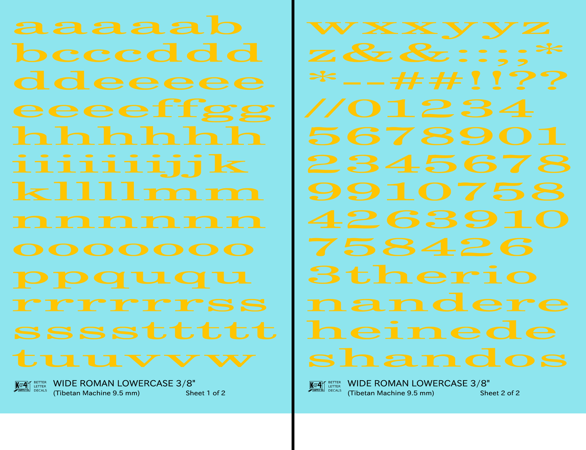 Lowercase Wide Roman Letter Number Alphabet