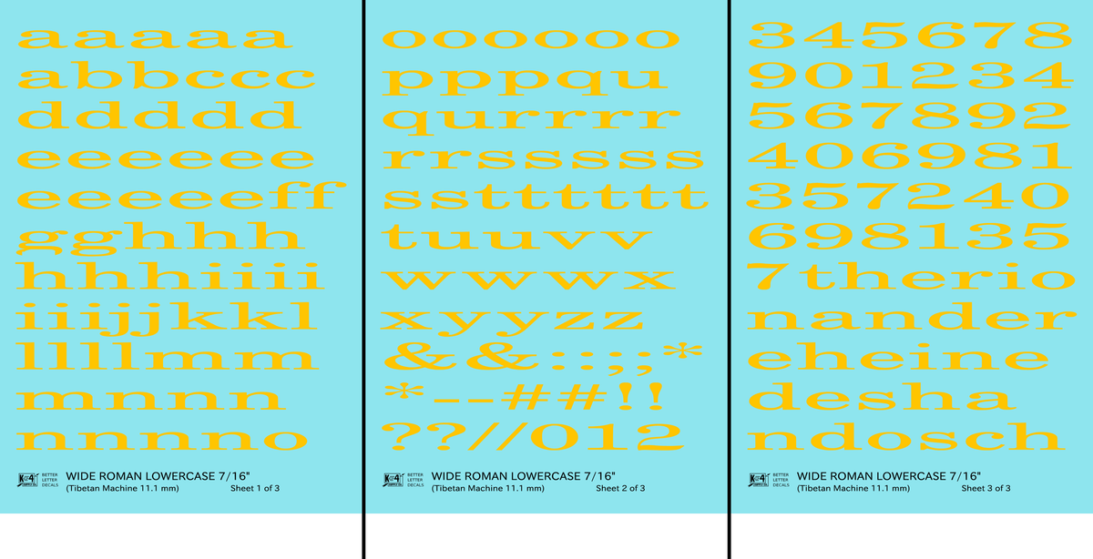Lowercase Wide Roman Letter Number Alphabet