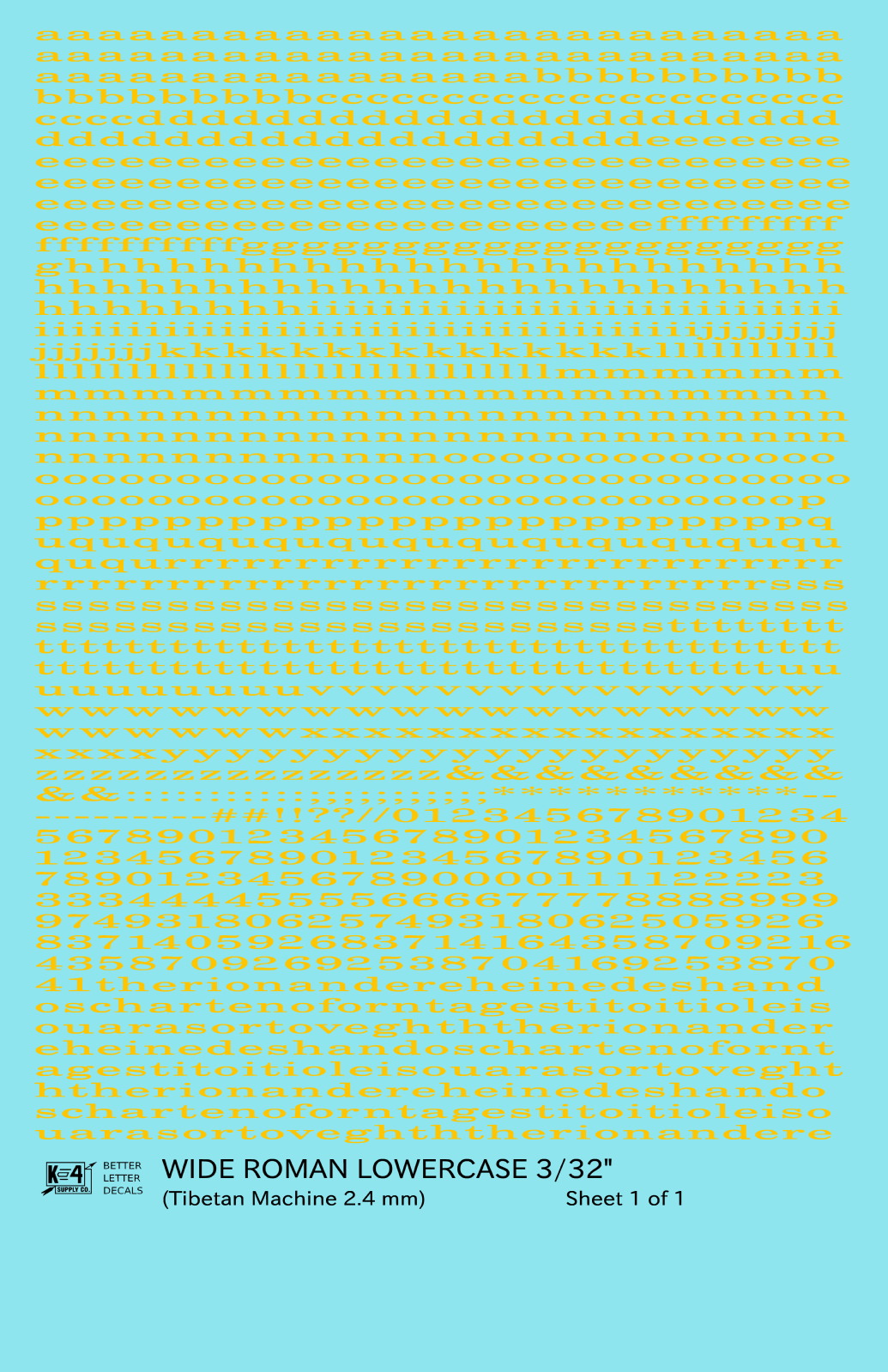Lowercase Wide Roman Letter Number Alphabet