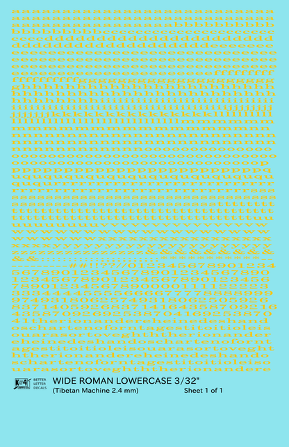 Lowercase Wide Roman Letter Number Alphabet