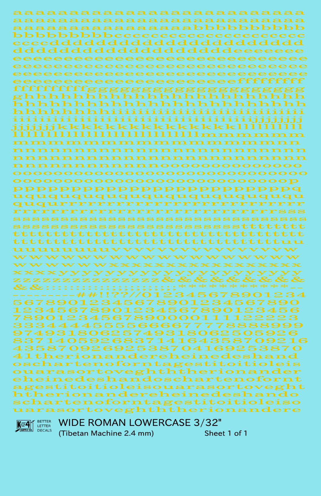 Lowercase Wide Roman Letter Number Alphabet