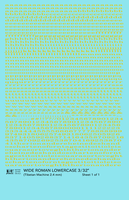Lowercase Wide Roman Letter Number Alphabet