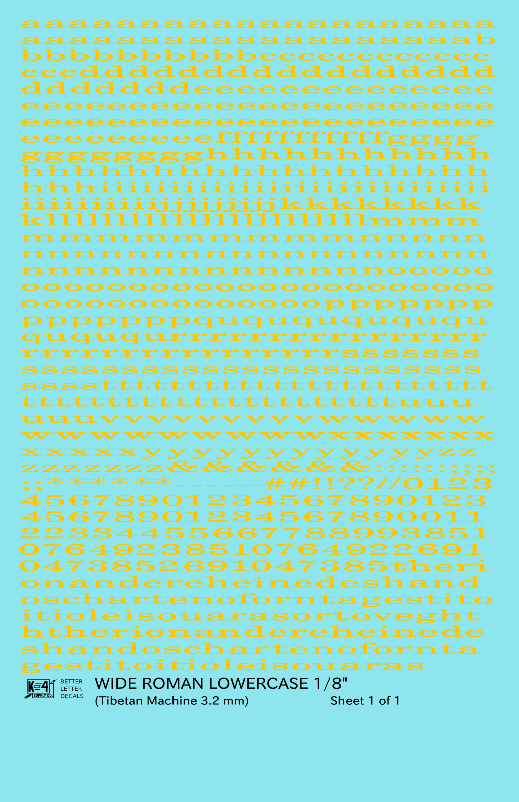 Lowercase Wide Roman Letter Number Alphabet
