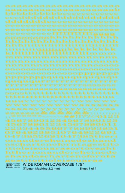 Lowercase Wide Roman Letter Number Alphabet
