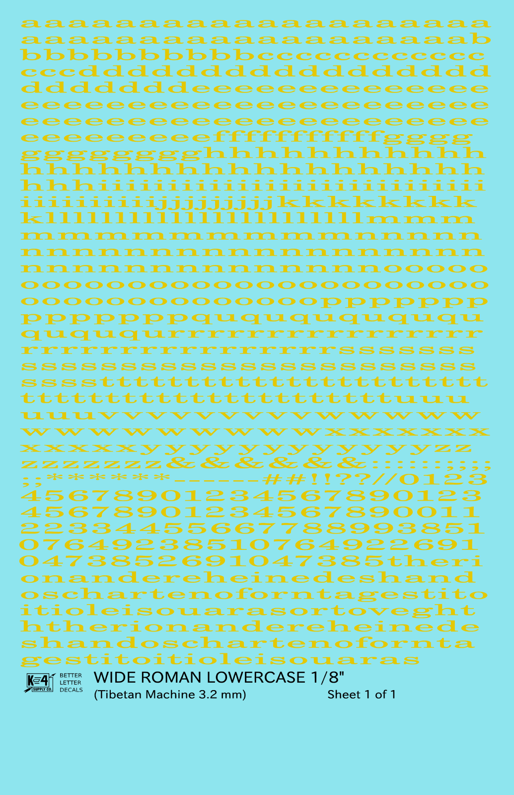 Lowercase Wide Roman Letter Number Alphabet