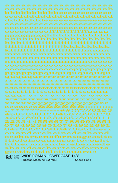 Lowercase Wide Roman Letter Number Alphabet